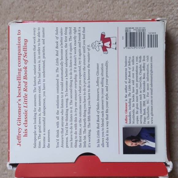 Audio Book, Jeffrey Gitomer's Little Red Book of Sales Answers - Picture 2 of 2